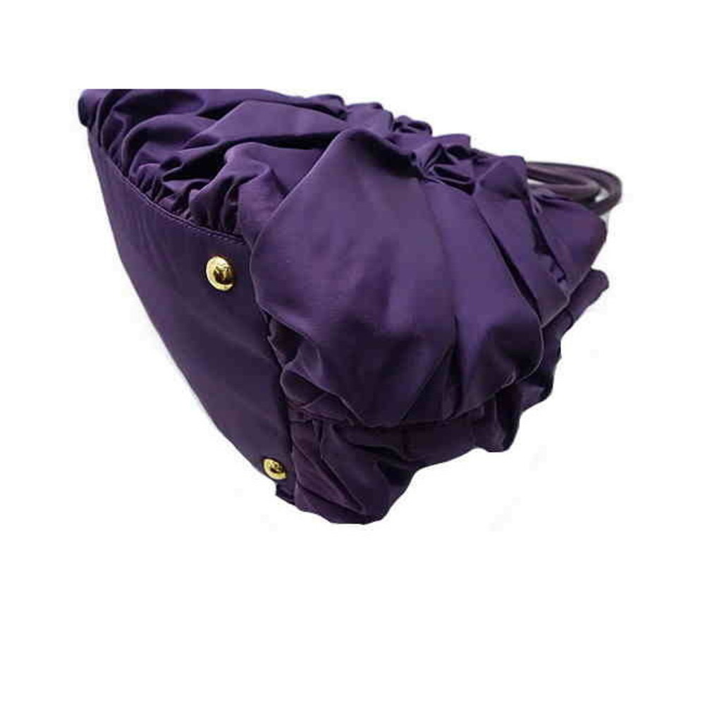 Prada Handbag Gathers Nylon Leather Purple View 5